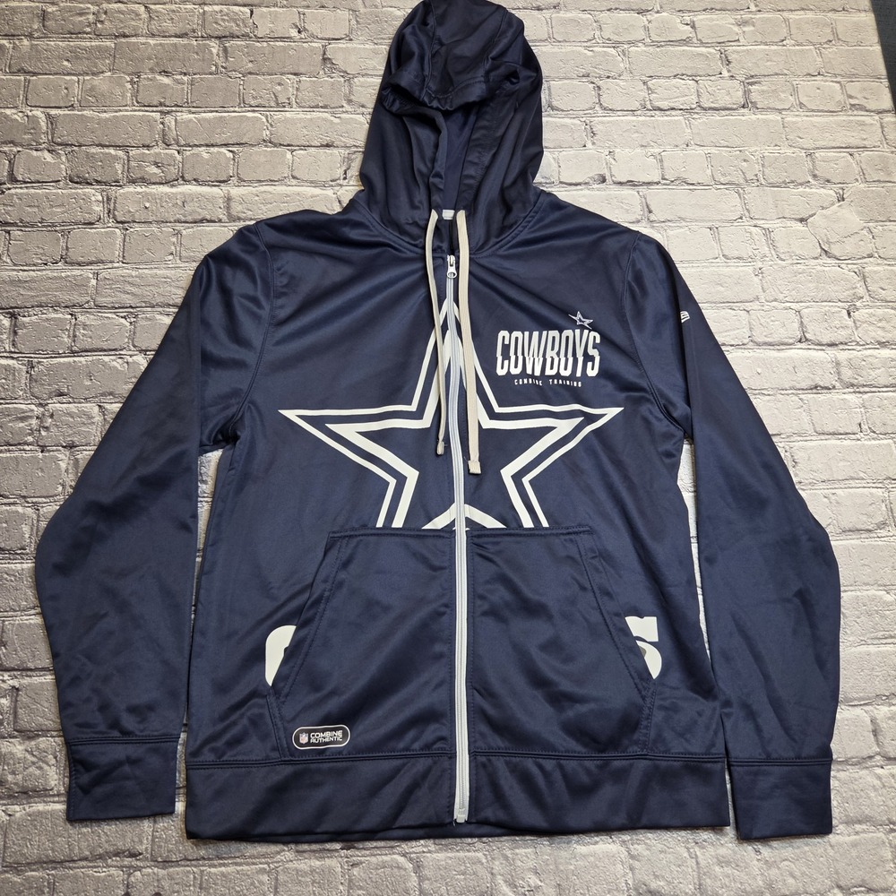 Dallas Cowboys NFL Combine Hoodie Men's Large Blue Zip Jacket Sweatshirt NWT